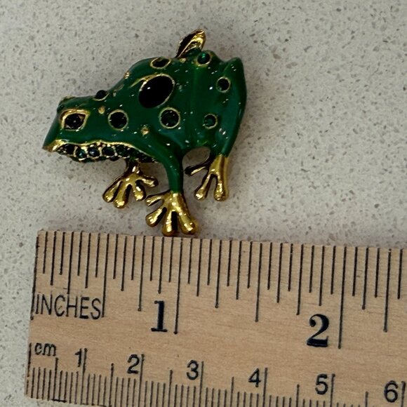 Green Frog Brooch with Crystals NWOT - Picture 4 of 4